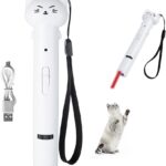 Laser Pointer Interative Cat Toy for Cats to Chase, Rechargeable Red Laser Light Pointer Exercises Training Tool for Kittens Cats Dogs (White)