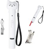 Laser Pointer Interative Cat Toy for Cats to Chase, Rechargeable Red Laser Light Pointer Exercises Training Tool for Kittens Cats Dogs (White)