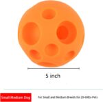 Dog Toy Balls, 5 Inch Treat Tricky Ball Food Dispensing Toys Tricky Fun Interactive Dog Toy Food Dispenser Toy Puzzle Toy Ball Dog Chew Toys Ball for Large Medium Slow Feeder Dog Bowls（Orange） - Image 2
