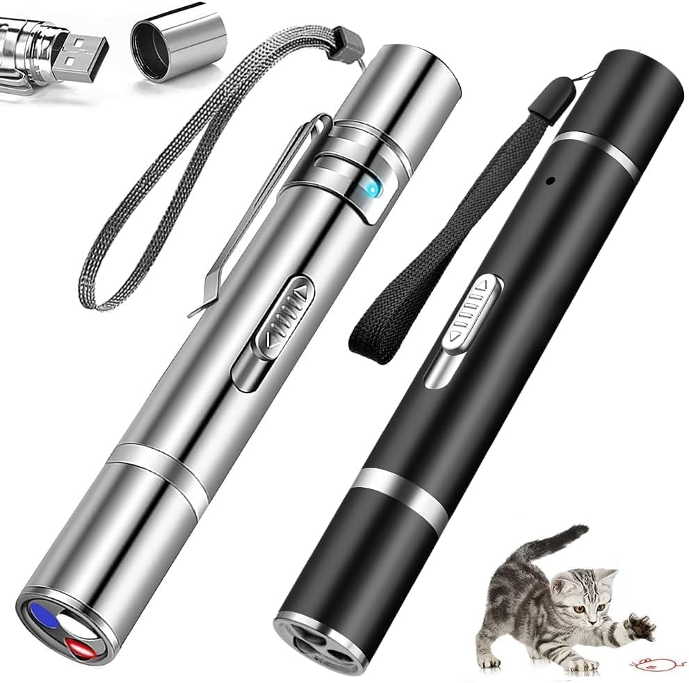610sCh9UMgL._AC_SL1000_.jpg Laser Pointer Cat Toy - 5Modes Pointer for Indoor Interactive, Cat Toys Red Light Pet Pointer Interactive to Busy Kitten Dog Chaser Play Toys(2 Pcs) - Image 1
