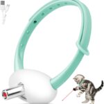 Automatic Laser Collar Cat Toy - Upgraded Cat Toys, Flashing and Lasting Modes, 8-12″ Bend Collar & 41°Adjust Angle Free Hands.   Charge 1H and Works 12H
