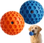 Dog Squeaky Balls Toys - 2 Pack Pet Chew Rubber Squeaker Toy,Interactive Training Fetch Ball for Small Medium Large Puppy