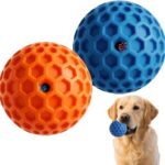 Dog Squeaky Balls Toys - 2 Pack Pet Chew Rubber Squeaker Toy,Interactive Training Fetch Ball for Small Medium Large Puppy