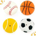 4 Pack 2.4" Squeak Latex Puppy Dog Toy Ball Sports Balls Sets Fetch Interactive Toy for Small Dogs