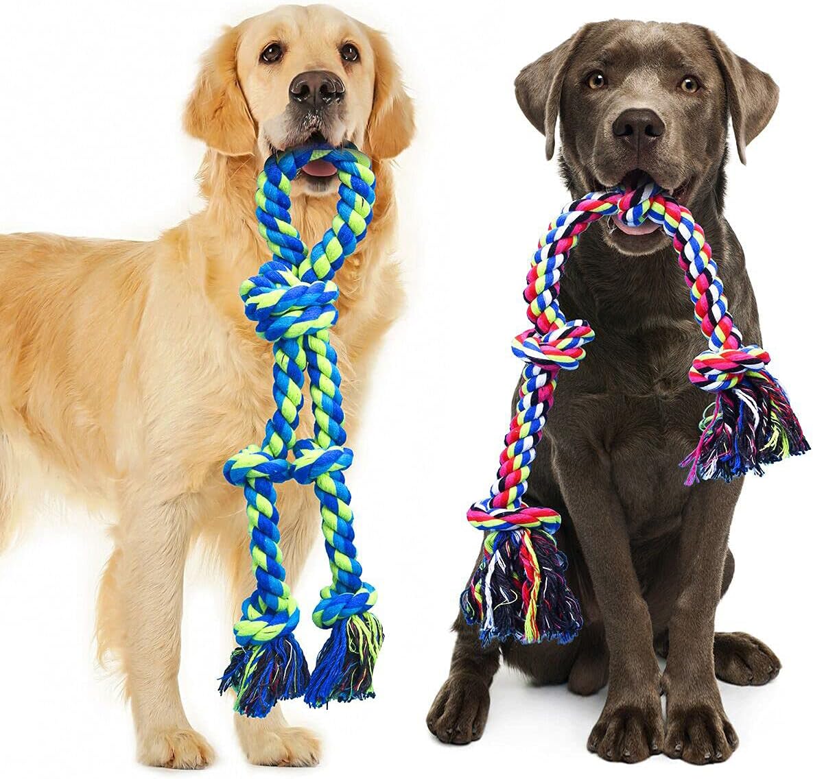 71YHIVcyxYS._AC_SL1200_.jpg Dog Rope Toys for Large and Medium Aggressive Chewers, 2 Pack Heavy Duty Dog Rope Toy for Large Breed, Indestructible Dog Chew Toys, Tug of War Dog Toy, 100% Cotton Teeth Cleaning - Image 1