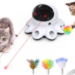 Cat Laser Toy, 2-in-1 Interactive Automatic Motion Activated Moving 8 Holes Whack A Mole Feather,  Rechargeable Electronic Smart Sensor Kitten Toys for Indoor Exercise