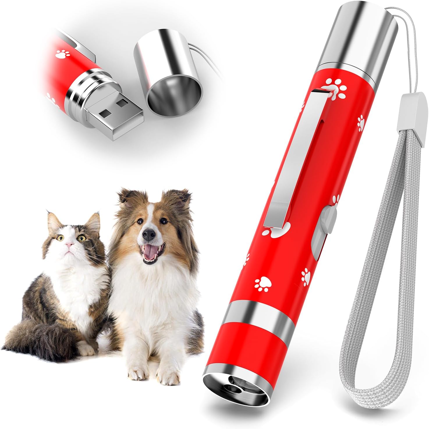 71snP9YiNcL._AC_SL1500_.jpg Cat Toys Rechargeable, Indoor Cats Chase Light, Interactive for Kitty Pet Dog with 3 Light Modes 5 Patterns, Red - Image 1