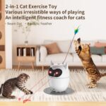 Dual-Mode Cat Laser Toy Automatic with Feather Teaser – Interactive, Rechargeable Laser Cat Toy for Indoor Cats, Kittens & Dogs, 360° Rotation, Adjustable Laser & Smart Power Saving - Image 2