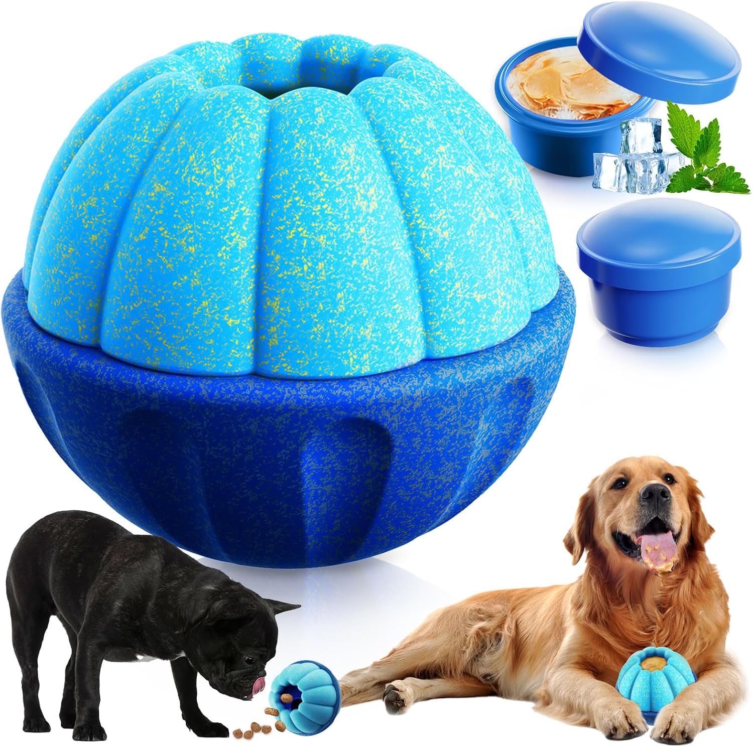 811kf5mvUwL._AC_SL1500_.jpg Frozen Dog Treat Toys to Keep Them Busy,Interactive Puzzle Treat Dispensing Dog Toys Ball,Frozen - Licking - Slow Feeder - Cognitive Dogs Enrichment Toy,Durable Small Medium Large Dogs Chew Toy - Image 1
