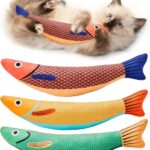 Cat Toys Saury Fish, 3 Pack, Catnip Crinkle Sound, Soft and Durable, Interactive Ki Kicker for Indoor Kitty Exercise 9.4 Inches for All Breeds