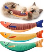 Cat Toys Saury Fish, 3 Pack, Catnip Crinkle Sound, Soft and Durable, Interactive Ki Kicker for Indoor Kitty Exercise 9.4 Inches for All Breeds